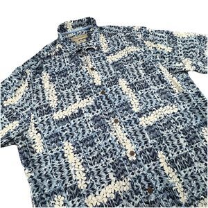 Tommy Bahama Silk Shirt Mens XL Blue Floral Beach Hawaiian Tropical Short Sleeve